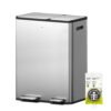 30L + 30L dual trash cans, with recycling bin, stainless steel independent footrest and lid, 2 8-gallon trash cans suitable for kitchen,...