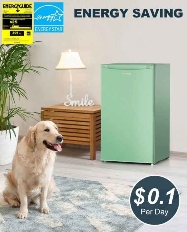 3.2 Cu.Ft Mini Fridge with Freezer Single Door Compact Refrigerator for Dorm, Bedroom, or Office Adjustable Thermostat, Black