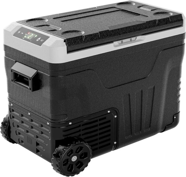 12 Volt Refrigerator, 53QT(50L) Electric Cooler, Portable Freezer 12V/24V DC 110-240V AC, 12V Fridge -4 ~68 , 12V Cooler with Wheels & 2 Baskets...