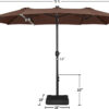 15 ft Large Patio Umbrella with Solar Lights Double-Sided Outdoor Rectangle Market Umbrellas with 36 LED Lights/Base Included/Easy Crank for Patio...