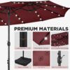 15 ft Large Patio Umbrella with Solar Lights Double-Sided Outdoor Rectangle Market Umbrellas with 36 LED Lights/Base Included/Easy Crank for Patio...