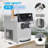 2200W Commercial Ice Cream Machine, 3 Flavor Soft Serve Ice Cream Machine, 5.3-7.4 Gal/Hr, with LCD Touch Screen, Automatic Cleaning, High...