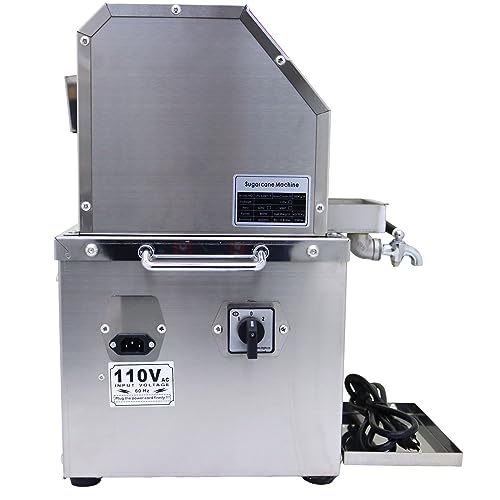 LGXEnzhuo 110V Electric Sugar Cane Press Juicer Machine, 800W Stainless Steel Desktop Sugarcane Juicing Crusher Extractor, with 3 Rollers for Home...