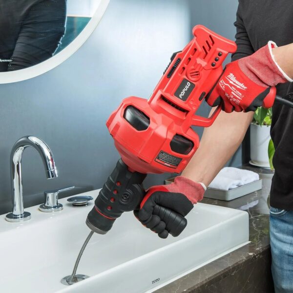 20V Cordless Electric Drain Auger-Efficient 25Ft Auto-Feed Drain Snake with Replaceable Cable,2.0Ah Battery,Charger,Storage Bag & Gloves for...