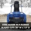 24V-X2-20SB 20-Inch 48 Cordless Snow Blower, Kit (w/2 x 24-Volt 4.0-Ah Batteries and Charger)
