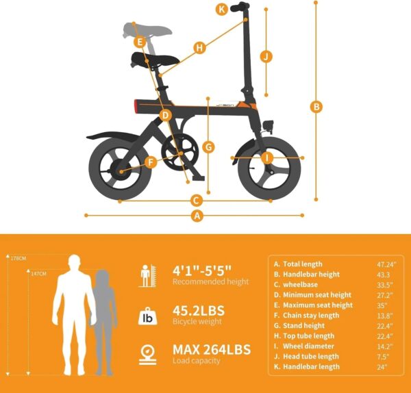 EB3 Electric Bike Adults 21mph, 500W Peak Motor, 270Wh Battery, Rear Suspension, 3 Levels Assist, 14" Folding Ebike for Adults and Teens, Complies...