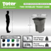 Toter 96 Gallon Trash Can with Smooth Wheels and Lid ;