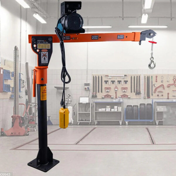 1100lb Folding Dismountable Household Hoist Truck Crane with Electric Hoist (110V) 880lb Pulling Force, Jib Cranes for Factory, Warehouse,...