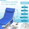 3-in-1 Outdoor Sun Tanning Lounge Chair with Face Hole 5-Position Recliner, Folding Side Table & Removable Pillow, 330lbs Capacity, Blue