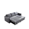 Reversible 90.5in. Gray Velvet Sleeper Sectional Sofa L-Shape 3 Seat Sectional Couch with Storage