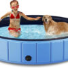 Foldable Dog Swimming Pool, 120"x20" Oversize Collapsable Hard Plastic Potable Bathing Tub for Pet Dog Kiddie Pool Indoor and Outdoor Leakproof...