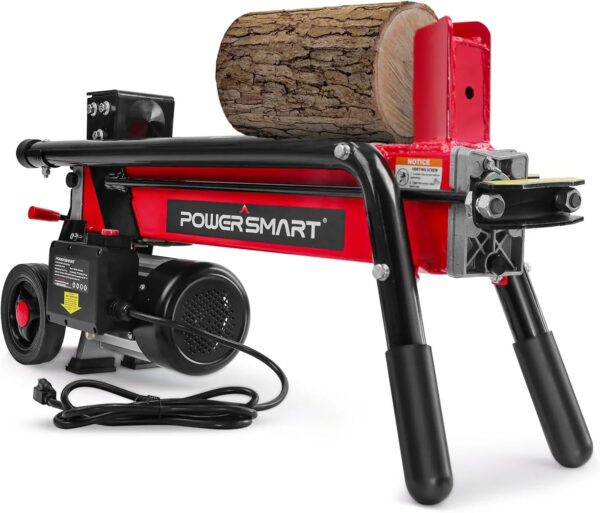 Electric Log Splitter 7-Ton - Efficient Wood Splitter with 3500 Motor Speed, 15 Amp, Horizontal Full Beam Design and Steel Wedge for Firewood &...