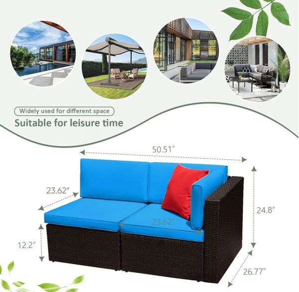 Devoko 5 Pieces Patio Furniture Sets All Weather Outdoor Sectional Patio Sofa Manual Weaving Wicker Rattan Patio Seating Sofas with Cushion and...