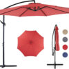 9.8FT Offset Patio Umbrella Hanging Cantilever Umbrella Outdoor Sun Shade with Easy Tilt Adjustment, 8 Ribs, UV Protection for Backyard, Lawn,...