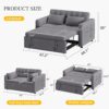 DWVO 3-in-1 Convertible Sofa Bed, 55" Sleeper Sofa with Pull-Out Bed, Cat-Scratch-Proof Fabric Futon Couch with Adjustable Backrest and Side...