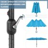 15 ft Large Patio Umbrella with Solar Lights Double-Sided Outdoor Rectangle Market Umbrellas with 36 LED Lights/Base Included/Easy Crank for Patio...