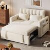 DWVO 3-in-1 Convertible Sofa Bed, 55" Sleeper Sofa with Pull-Out Bed, Cat-Scratch-Proof Fabric Futon Couch with Adjustable Backrest and Side...