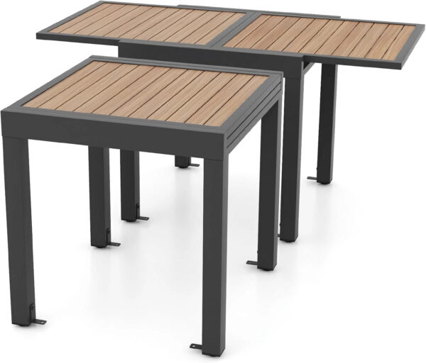 Extensible outdoor dining table, patio table, all-weather aluminum frame, large rectangular lawn backyard garden terrace dining table, suitable...