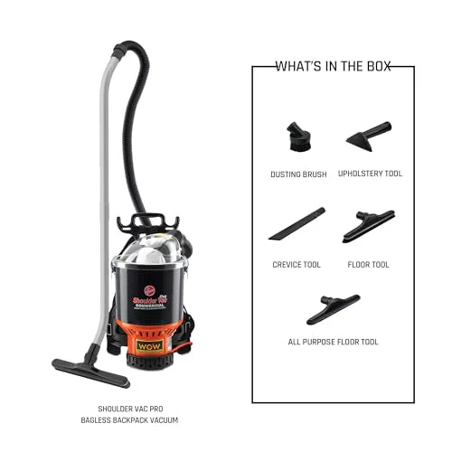 Hoover Commercial Shoulder Vac Pro Backpack Bagged Vacuum Cleaner, with HEPA Media Filter, Lightweight with Extra Long Cord, Chiropractic Design,...