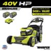 Ryobi 40V HP Brushless 21-in Self-Propelled AWD Lawn Mower Whisper Series Includes (2) 6.0Ah Batteries and Charger
