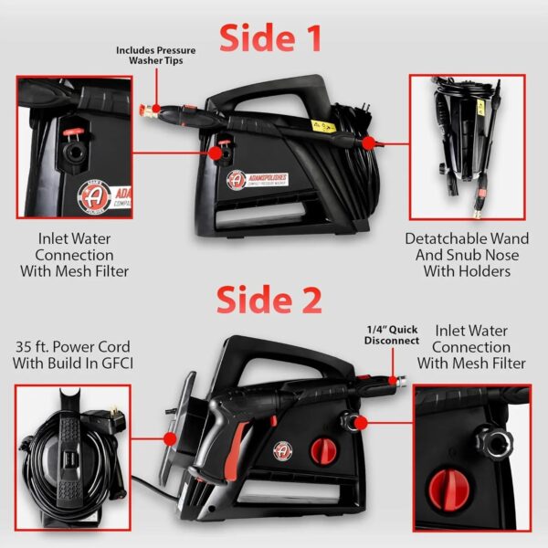Electric Pressure Washer 2.0, Powerful 1.4 GPM 2000 PSI Car Pressure Washer Sprayer, Snub Nose & Tip Attachment, Use,Car Soap, Patio Boat RV...