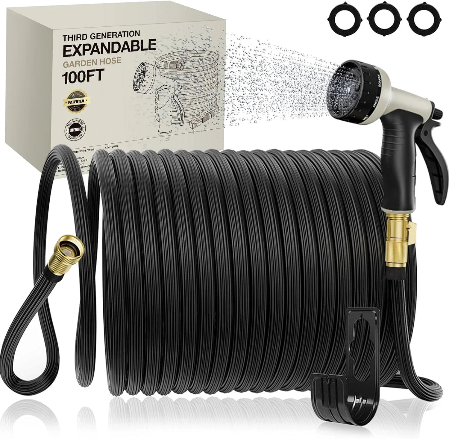 a6a79350002d8c70bf229b00e4a7b581b7d1db641a67080923d7d5373d940c70 Expandable Garden Hose 100ft - New Patented Water Hose with 40 Layers of Innovative Nano Rubber