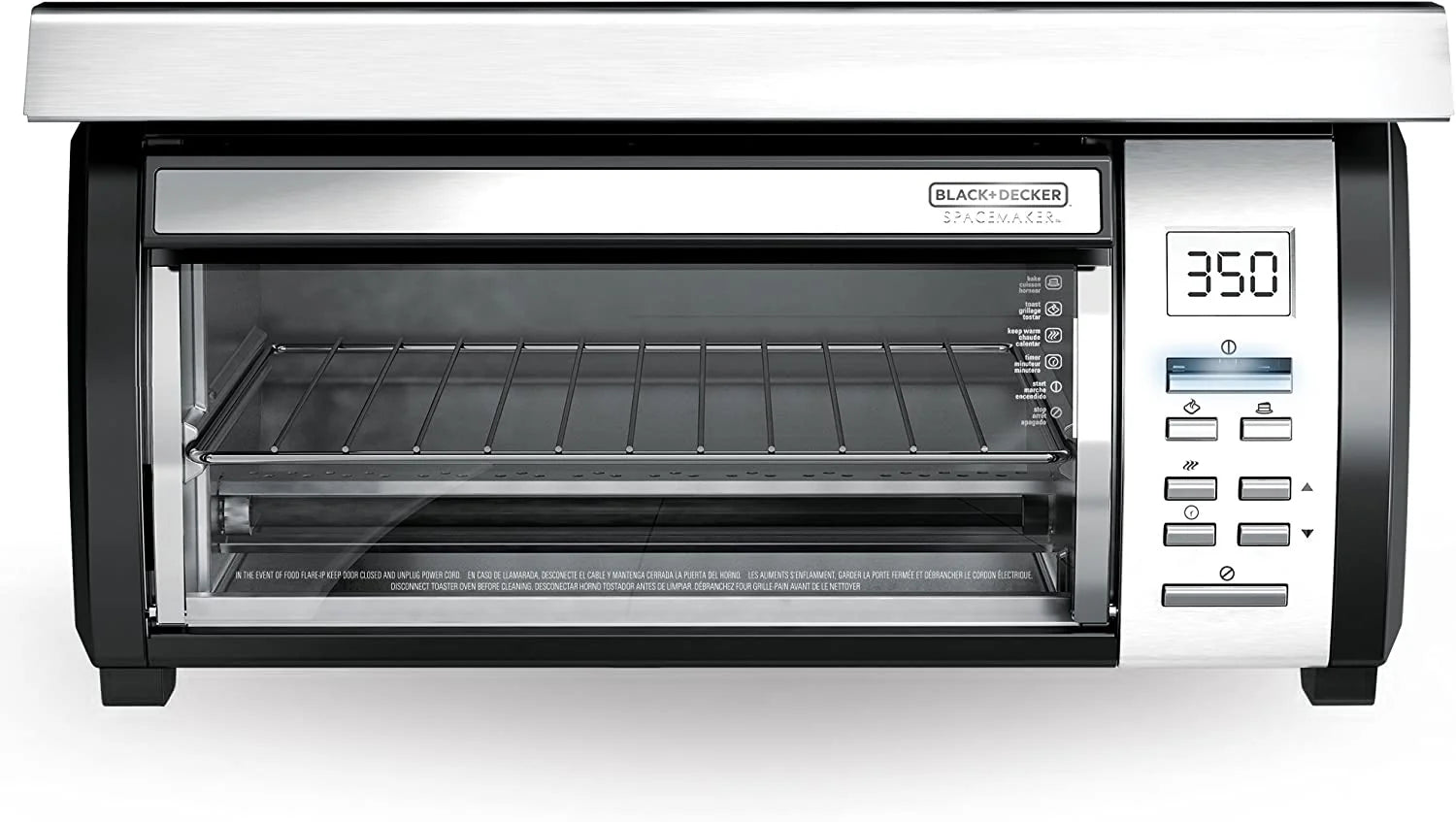 BLACK+DECKER SpaceMaker Under-Counter Toaster Oven, Digital Controls, Black/Stainless Steel, Fits 9 Pizza, TROS1000D