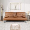 Yaheetech Convertible Sofa Bed Adjustable Couch Sleeper Modern Faux Leather Home Recliner Reversible Loveseat Folding Daybed Guest Bed, Removable...