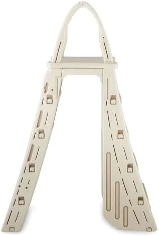 Confer Plastics 7200 Roll Guard 48" to 56" Adjustable A Frame Safety Ladder for Above Ground Outdoor Patio Swimming Pool Platform Ladder with Step...