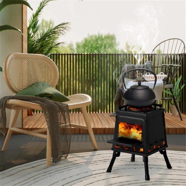 Portable Detachable Wooden Camping Stove - Windproof Outdoor Barbecue Grill, Compact Picnic Cooker 36x36x46.5cm, Ideal for Camping, Hiking, and...
