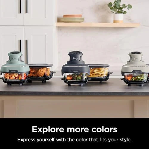Ninja Crispi 4 in 1 Portable Glass Air Fryer Cooking System, 4QT & 6 Cup Glass Containers with Storage Lids, Easy Meals, Microwave, Freezer &...