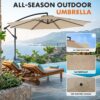 9.8FT Offset Patio Umbrella Hanging Cantilever Umbrella Outdoor Sun Shade with Easy Tilt Adjustment, 8 Ribs, UV Protection for Backyard, Lawn,...
