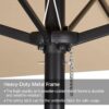 15 ft Large Patio Umbrella with Solar Lights Double-Sided Outdoor Rectangle Market Umbrellas with 36 LED Lights/Base Included/Easy Crank for Patio...