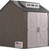 Rubbermaid Resin Outdoor Storage Shed With Floor (7 x 7 Ft) Weather Resistant Gray Organization for Home/Backyard/Garden Tools/Lawn Mower/Bike...