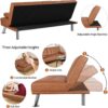 Yaheetech Convertible Sofa Bed Adjustable Couch Sleeper Modern Faux Leather Home Recliner Reversible Loveseat Folding Daybed Guest Bed, Removable...