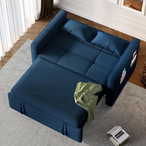 DWVO 3-in-1 Convertible Sofa Bed, 55" Sleeper Sofa with Pull-Out Bed, Cat-Scratch-Proof Fabric Futon Couch with Adjustable Backrest and Side...