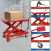 660LBS Hydraulic Lift Table Cart 31" Lift Height, Double Scissor Design with 4 Wheels & Non-Slip Pad for Material Handling