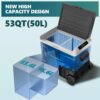 12 Volt Refrigerator, 53QT(50L) Electric Cooler, Portable Freezer 12V/24V DC 110-240V AC, 12V Fridge -4 ~68 , 12V Cooler with Wheels & 2 Baskets...