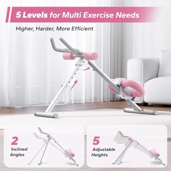 Ab Workout Equipment, Adjustable Ab Trainer Machine for Abs Workout at Home Gym, Foldable, Knee Protection, Abdominal Trainer for Stomach Workout