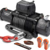 RUGCEL WINCH 12000lb 12V Truck Waterproof Electric Black Steel Rope Electric Winch with Roller Fairlead,Wired Handle,2 Infrared Remote Control,...