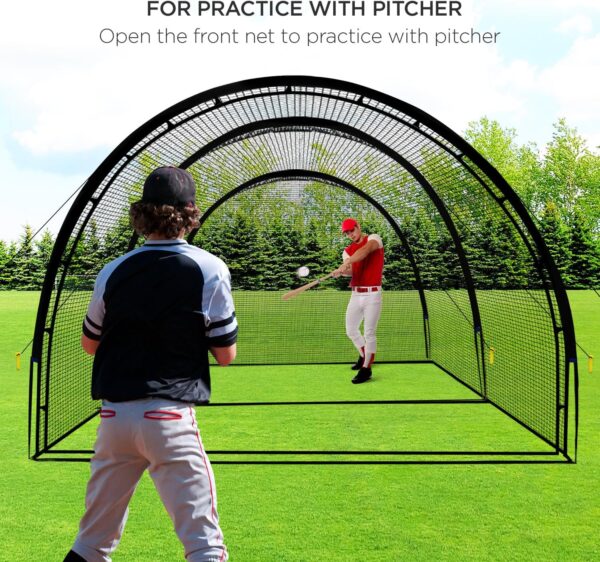 Baseball Batting Cage Net Batting Cages for Backyard Portable Baseball and Softball Batting Cages with Pitching Machine Hole and Detachable Door...