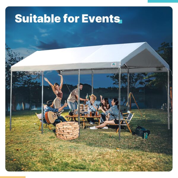 ADVANCE OUTDOOR 10x20 ft Heavy Duty Carport Potable Car Canopy Garage Party Tent Boat Shelter, Adjustable Height from 9.5 ft to 11 ft, Beige