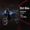 36V Kids Electric Dirt Bike, 36V, 350W, 15.5MPH, LED, 175lbs Max Blue