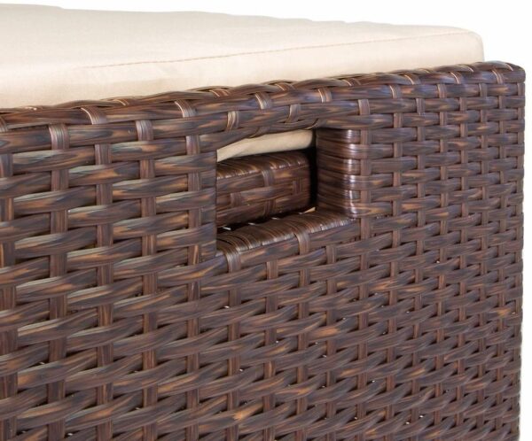 Barton Outdoor Storage Bench Rattan Style Deck Box Wicker Patio Furniture Water Resistance w/Seat Cushion, 60-Gallon, Brown