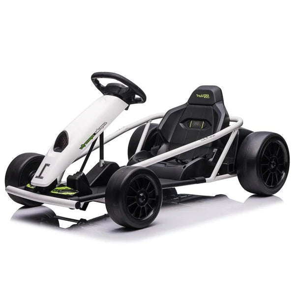 24V Go Kart for Kids 8-12, 300W*2 Motors, 9Ah Battery, 8MPH Speed, Music, Horn, 175lbs Max Load White