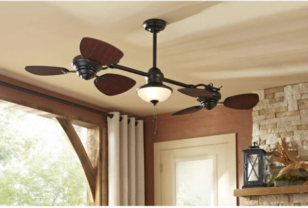 Harbor Breeze Twin Breeze II 74" Outdoor Ceiling Fan, Bronze