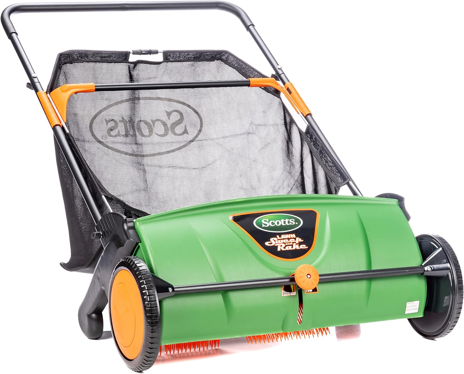 af459f961512612b30ccf2a9dce5e82170b40eef59e6678dc6bca96dd254eac9 Push-type lawn sweeper, with a sweeping width of 26 inches and a dust collection bag capacity of 3.6 gallons.