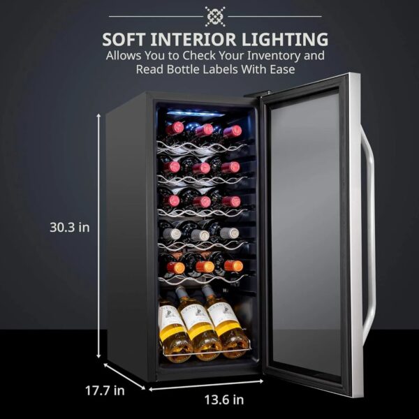 18 Bottle Compressor Wine Cooler Refrigerator w/Lock, Large Freestanding Wine Cellar For Red, White, Champagne or Sparkling Wine, 41f-64f Digital...