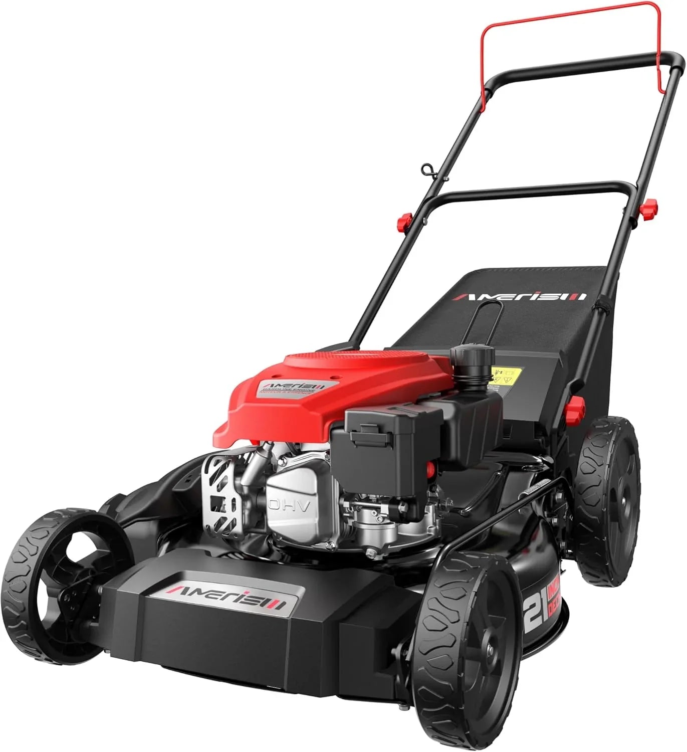 b0d88aed20b744ecf01ef05d61ce40eb11566d2330d41722346c7bb82a69ca4d 21" Steel Deck Gas Lawn Mower, Heavy-Duty 3-in-1 Push Mower, 144cc 4-Stroke Engine, 6-Position Height Adjustment, Large 1.4 Bushel Grass Catcher,...
