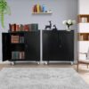 Garage Storage Cabinet with Wheels, 2 Door Tool Cabinet with Adjustable Shelves, Metal Lockable Tool Cabinet, Rolling Tool Chest for Home, 34 H x...